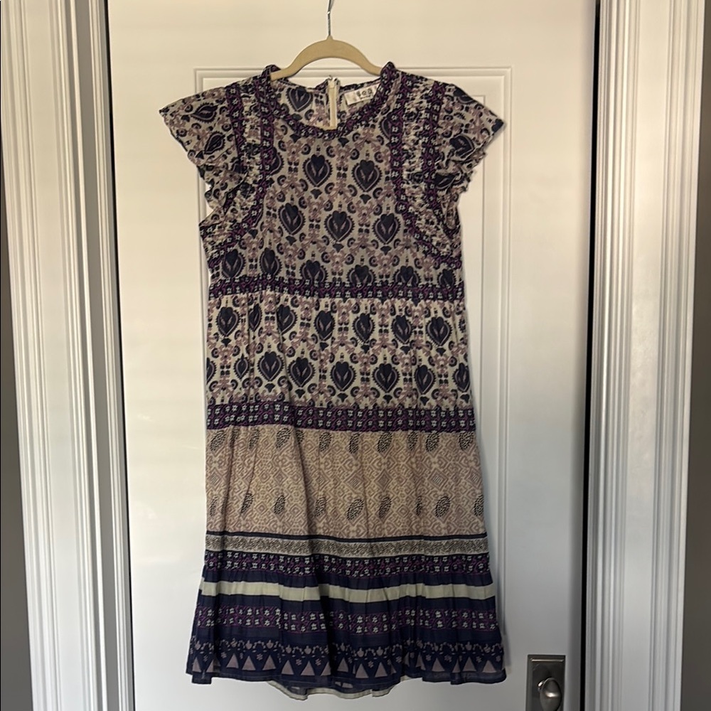 Sea New York Block Print Midi Sundress with Cap Sleeves